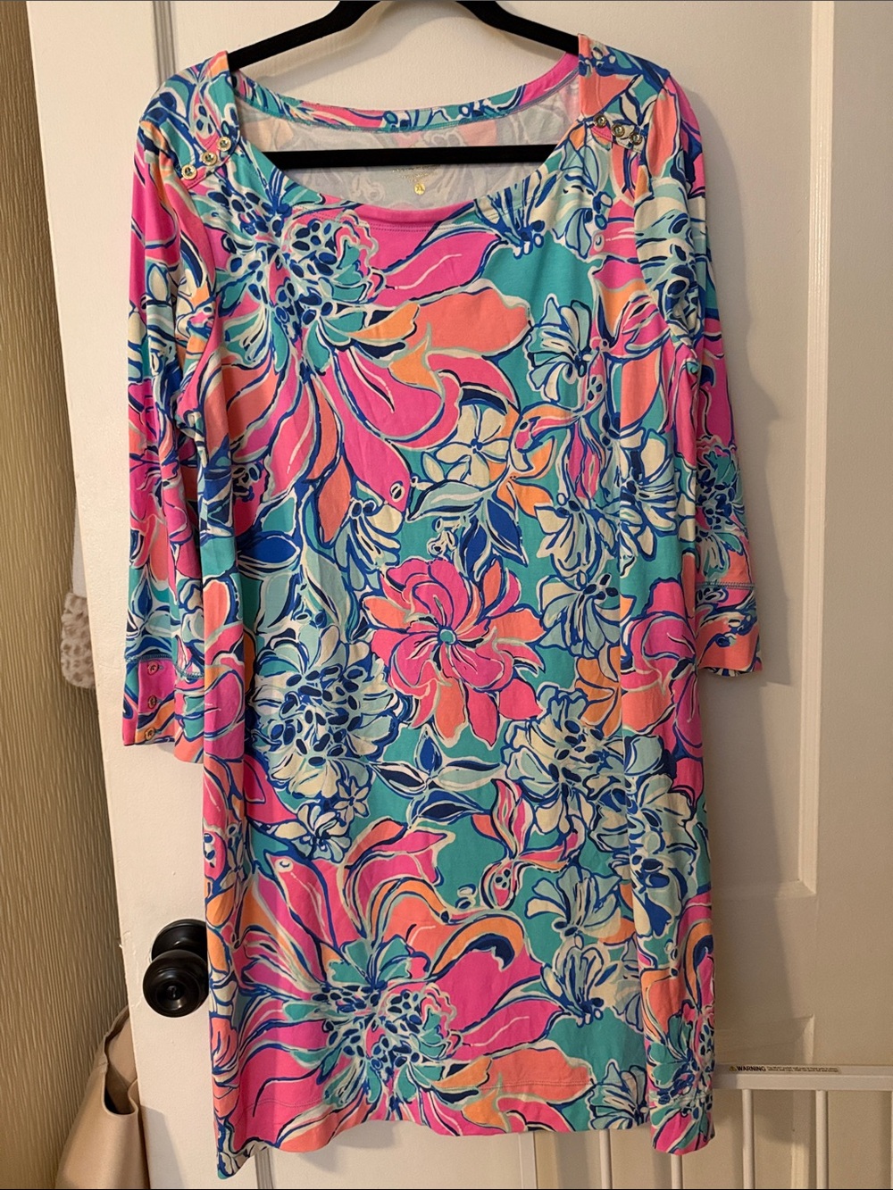 Lilly Pulitzer Multicolor Floral Shift Dress — Aqua, Pink, Coral